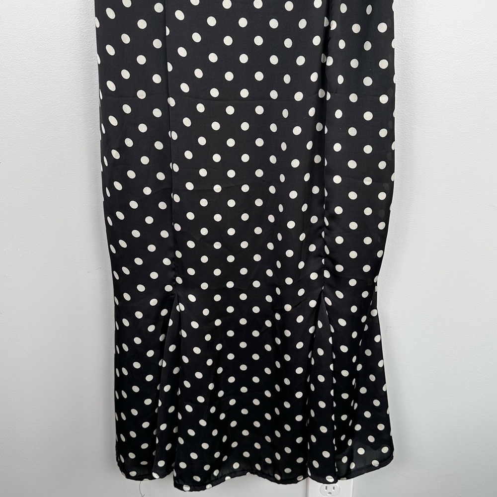 Aryah Polka Dot Retro Bow Detail Shoulder Square Neck MIDI Dress Size Me… - Picture 13 of 15